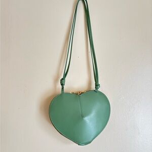 Vera Pelle Made In Italy Green Heart Shoulder Bag